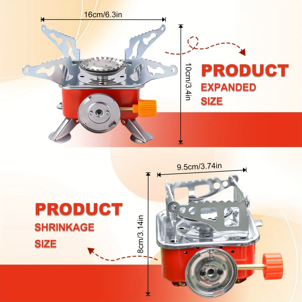 [Portable Windproof Stove] Portable Windproof Folding Stove - Lightweight Compact Camping Stove, Foldable Outdoor Cooker, Compatible for Backpacking, Hiking, Picnics, Home Emergencies - Ideal for Solo & Group Camping Trips, Stylish Metal Finish