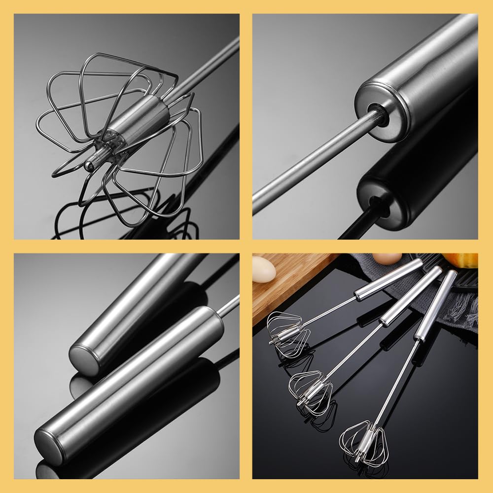 Kitchen Mixer Stirring Tool Hand Mixer Stainless Steel Semi-Automatic Egg Beater for Mixing Cooking Gadgets (12 Inch)