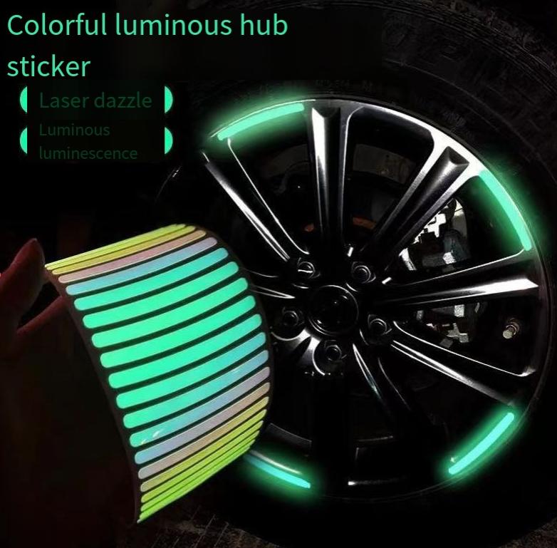 Car Stickers Glowing Wheel Hub Sticker, Luminous Car Stickers forNight High Reflective WheelStickers