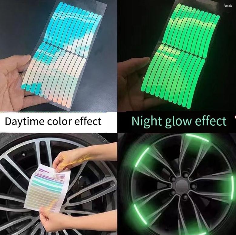 Car Stickers Glowing Wheel Hub Sticker, Luminous Car Stickers forNight High Reflective WheelStickers