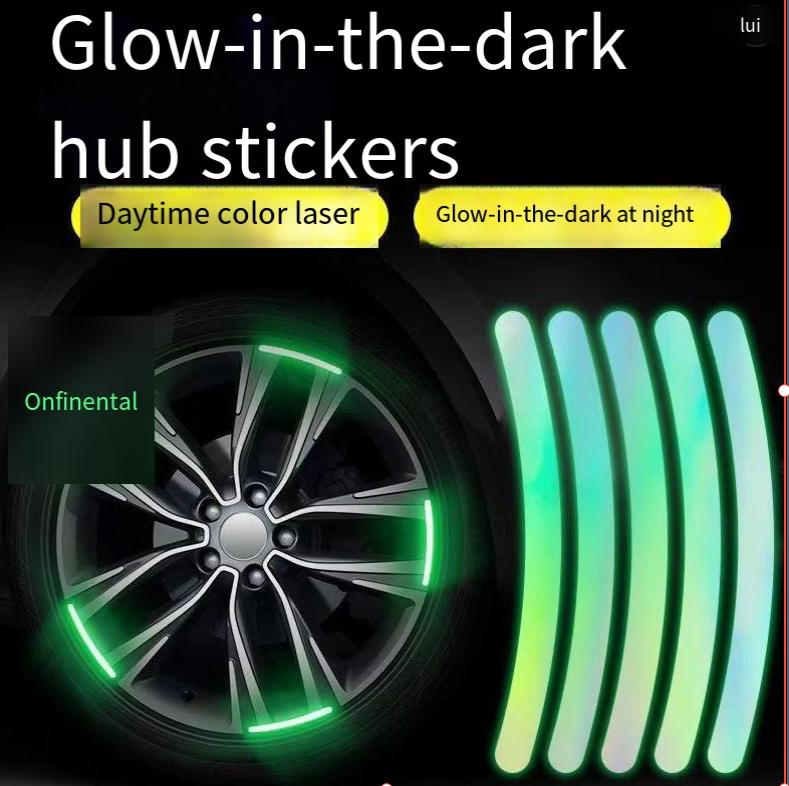 Car Stickers Glowing Wheel Hub Sticker, Luminous Car Stickers forNight High Reflective WheelStickers