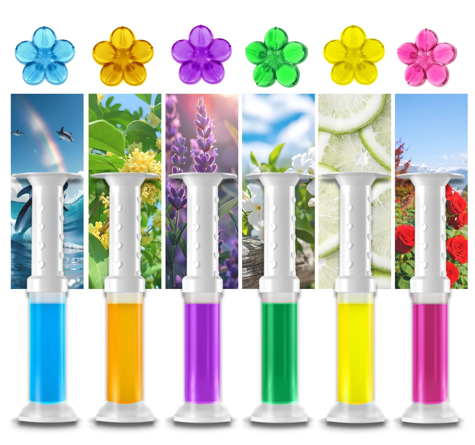 Toilet Bowl Cleaner | Flowery Floral Toilet Bowl Cleaner Stamp | Removes Scale and Stains, Freshens Air | Deodorizing Cleaner | 6 Stamps, Buy One, Get One Free