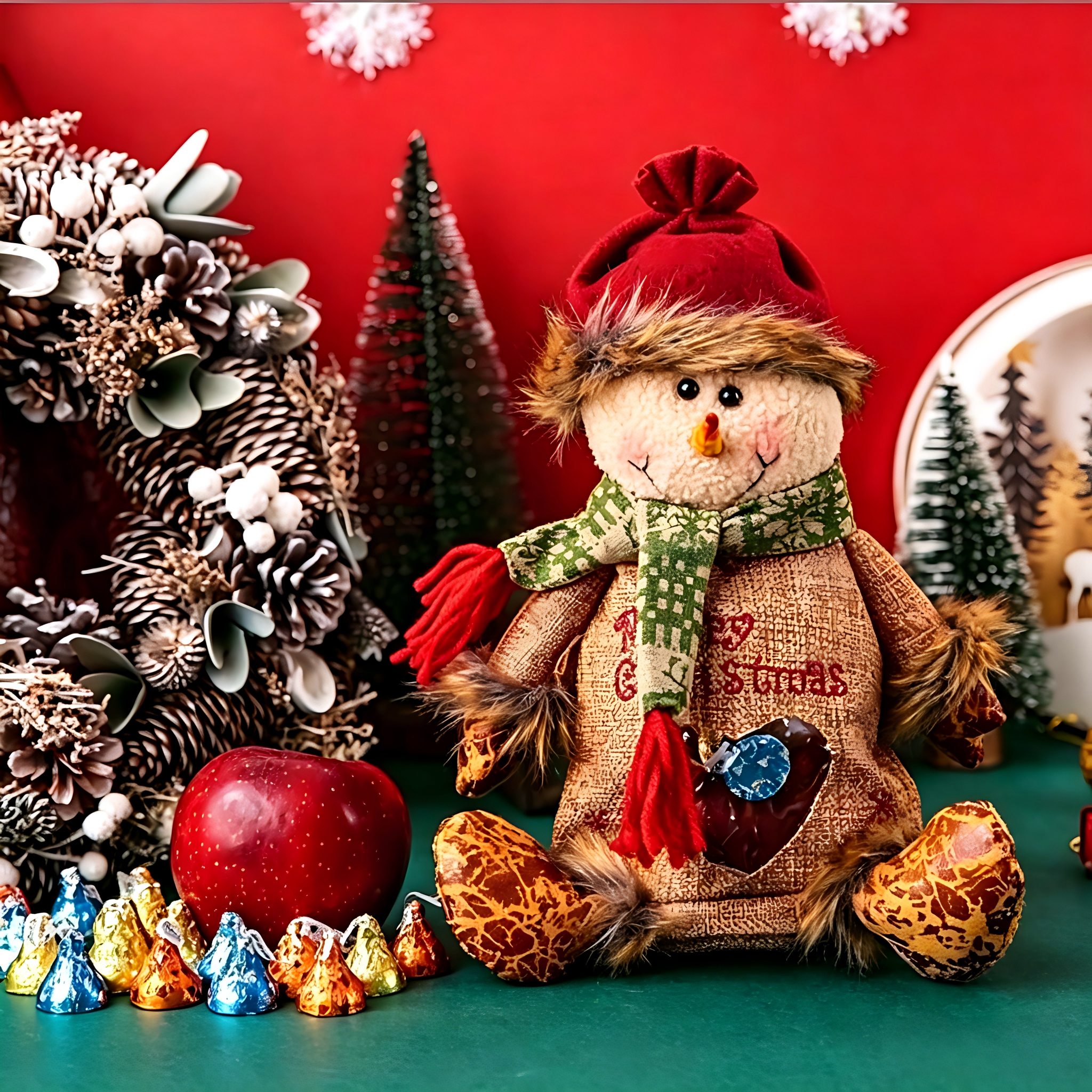 2026 New Christmas Gift Bags Zipper Design,Reusable Three-Dimensional Hollowed-Out Linen Fabric Christmas Gift bag，for Packaging Candies, Fruits and Small Toys