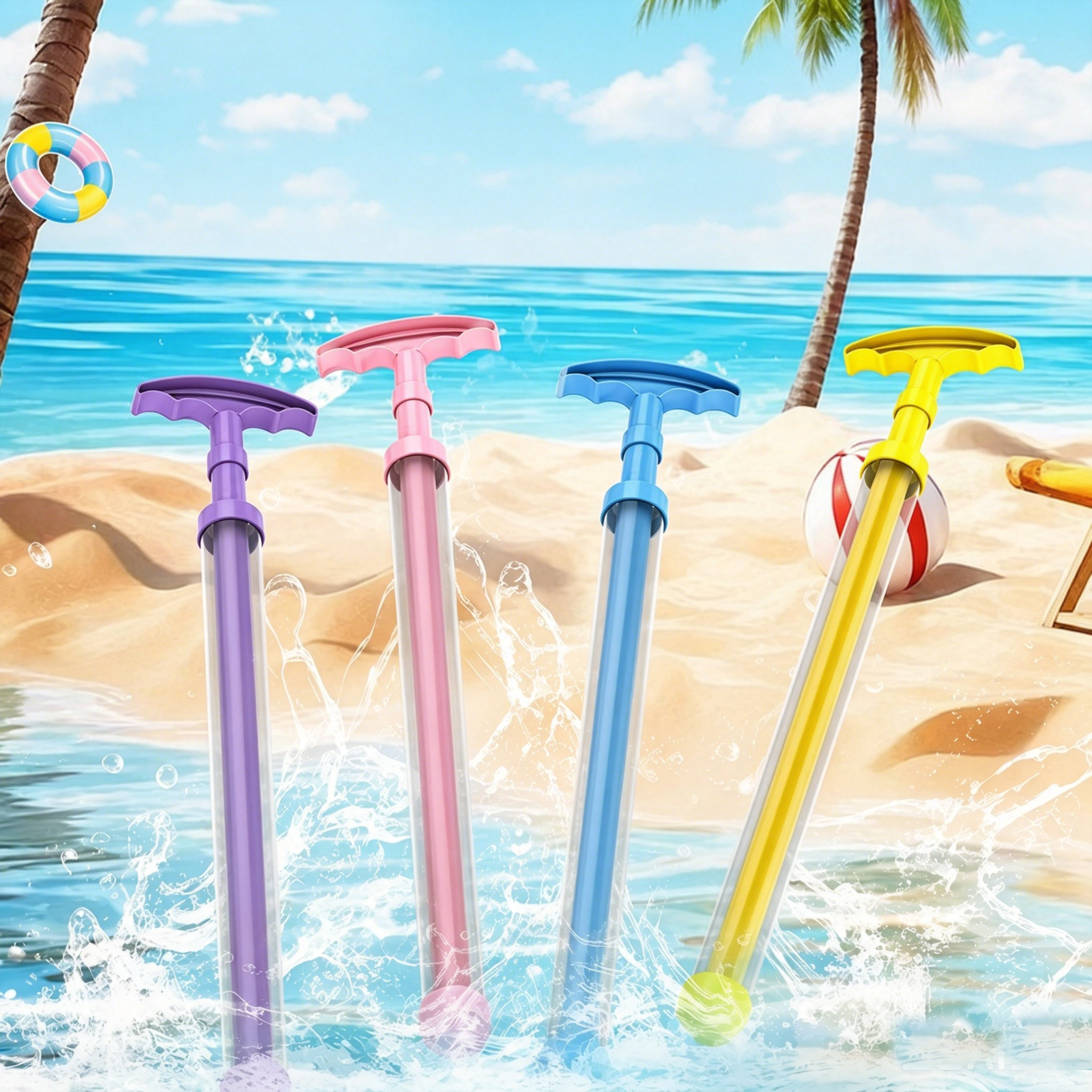 Pink Retractable Water Squirter — Summer Outdoor Pool & Beach Water Play Toy