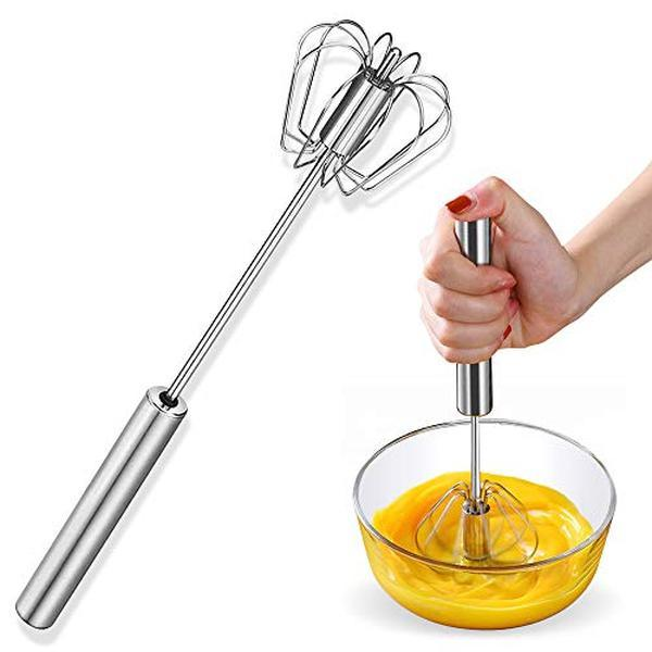 Kitchen Mixer Stirring Tool Hand Mixer Stainless Steel Semi-Automatic Egg Beater for Mixing Cooking Gadgets (12 Inch)