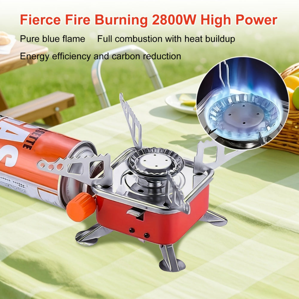 [Portable Windproof Stove] Portable Windproof Folding Stove - Lightweight Compact Camping Stove, Foldable Outdoor Cooker, Compatible for Backpacking, Hiking, Picnics, Home Emergencies - Ideal for Solo & Group Camping Trips, Stylish Metal Finish