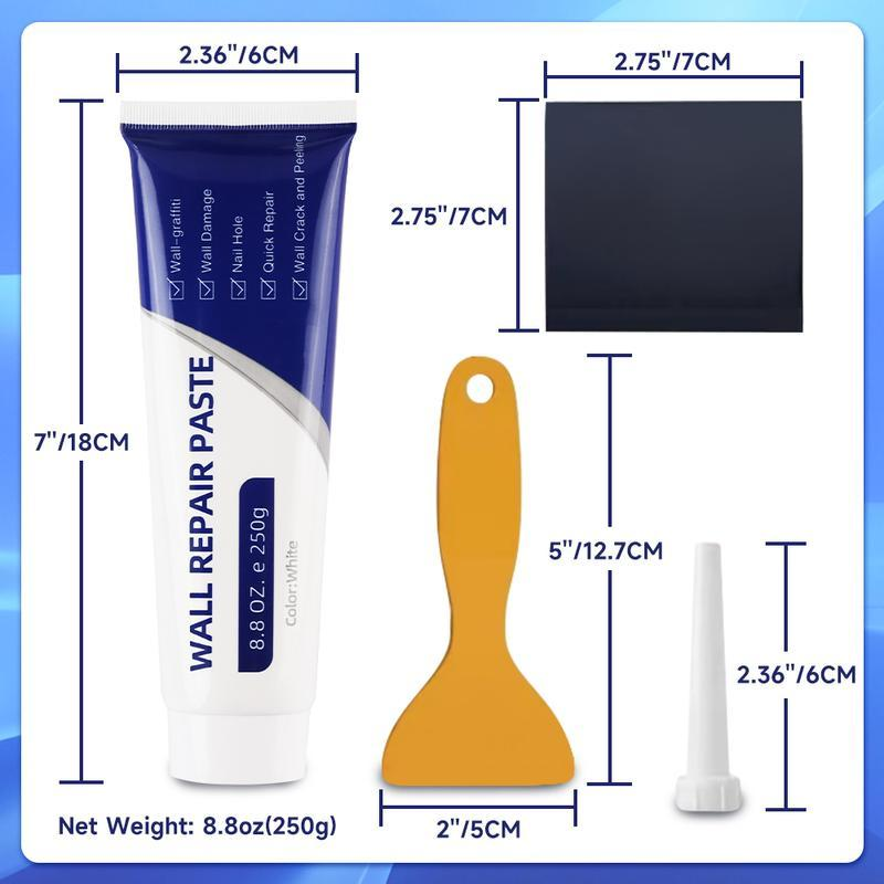 Drywall Patch Repair Kit 250g Wall Mending Agent Multi-functional Quick-drying Paste Adhesive Heavy Duty Concrete Sealant Waterproof Self-adhesive for White Walls