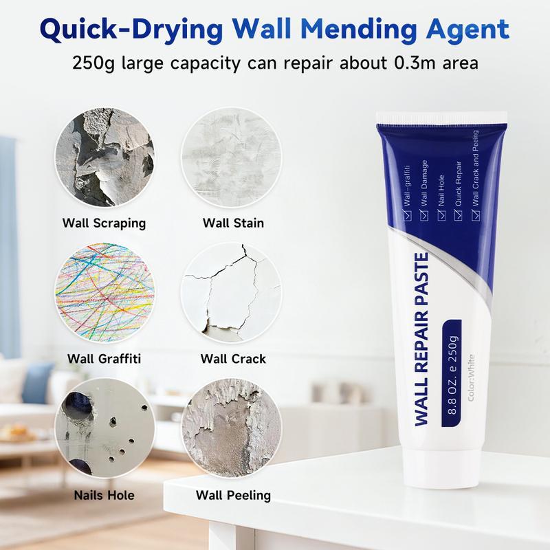 Drywall Patch Repair Kit 250g Wall Mending Agent Multi-functional Quick-drying Paste Adhesive Heavy Duty Concrete Sealant Waterproof Self-adhesive for White Walls
