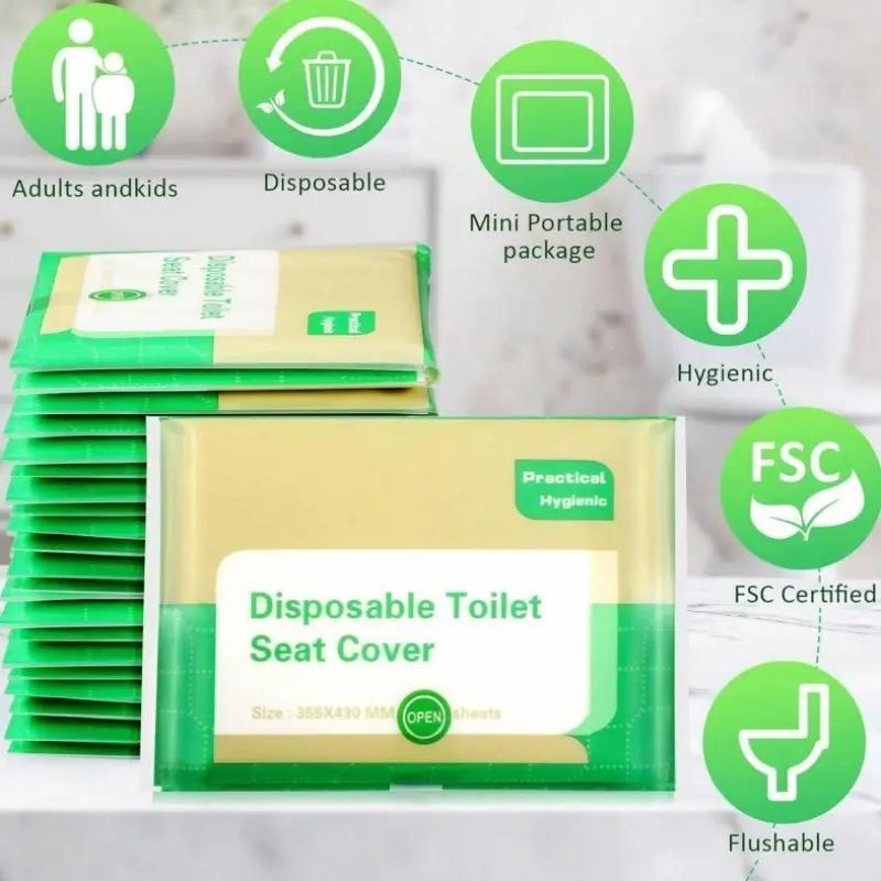 Disposable Toilet Seat Covers Paper (20 PCS) ,100% Biodegradable,Travel Accessories Public Restrooms,