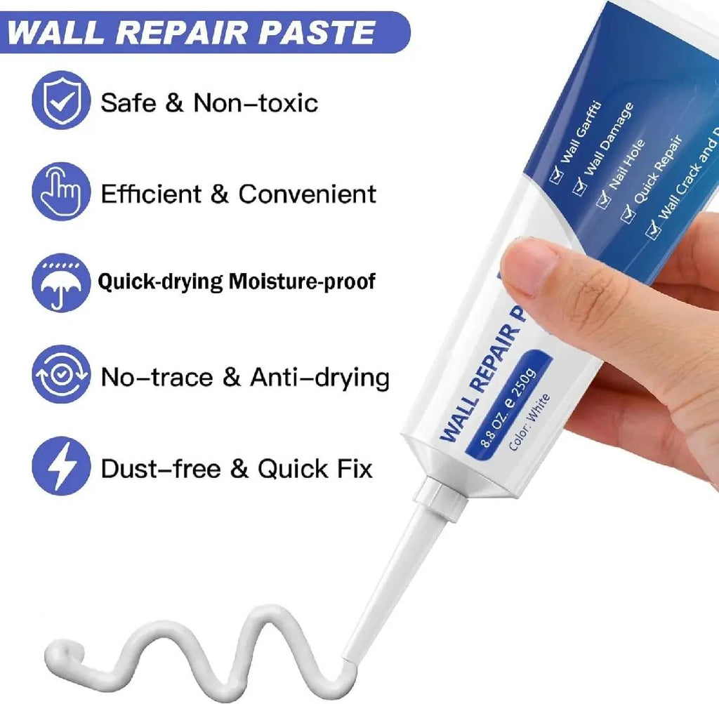 Drywall Patch Repair Kit 250g Wall Mending Agent Multi-functional Quick-drying Paste Adhesive Heavy Duty Concrete Sealant Waterproof Self-adhesive for White Walls