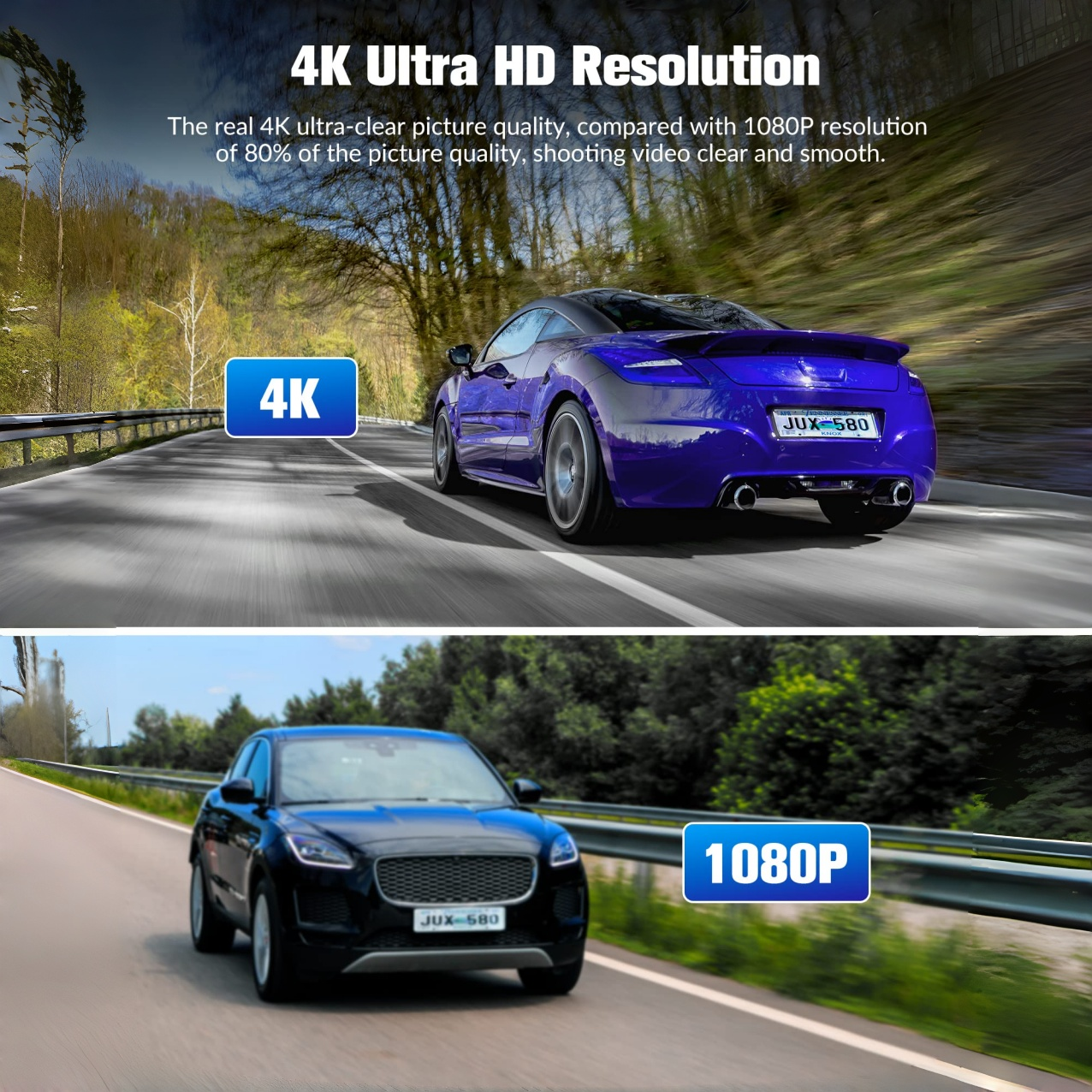 4K Dash camera for cars,dash cam front and rear,32GB Card,Built-in Super Night Vision,24H Loop Recording