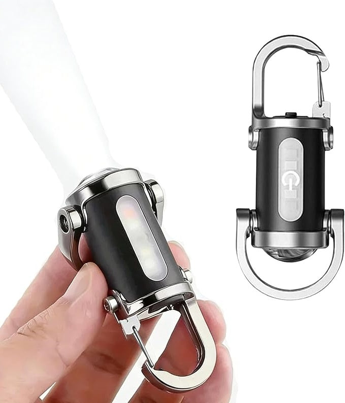 LED Flashlight Keychain Light, USB-C Rechargeable Torch with Hanging Hook, 200 Lumens Super Bright, Compact Emergency Lantern for Camping, Hiking, Home, Office, Power Outages - Long Runtime LED Flashlight, Hiking Essentials, Modern Lighting, Durable Build