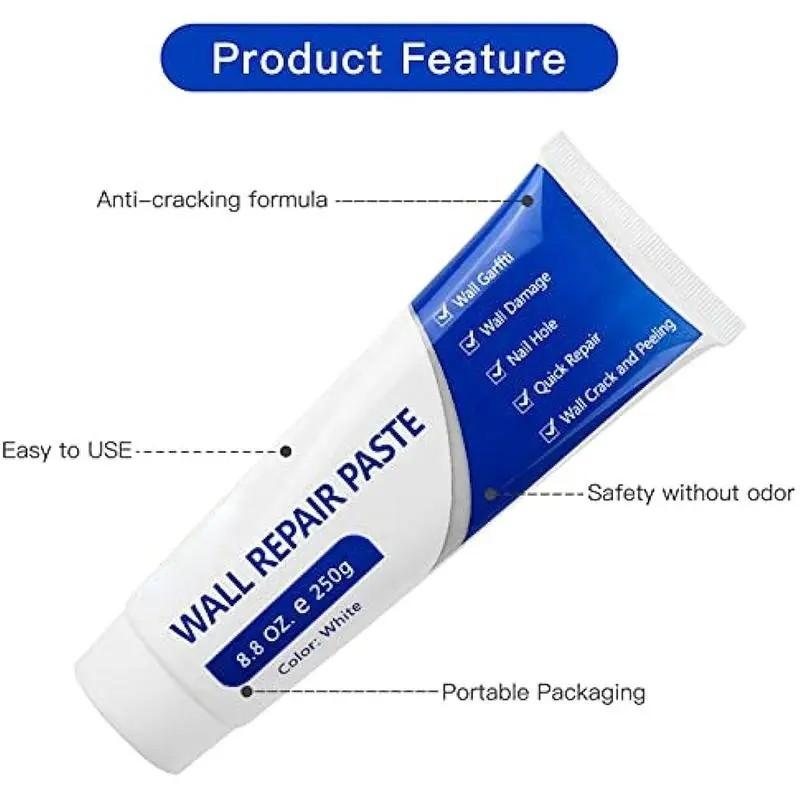 Drywall Patch Repair Kit 250g Wall Mending Agent Multi-functional Quick-drying Paste Adhesive Heavy Duty Concrete Sealant Waterproof Self-adhesive for White Walls