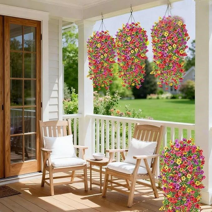 (Daisies) Artificial decorative flowers, artificial eucalyptus leaves, UV-resistant realistic decorative flowers, home and garden decor, home ornaments