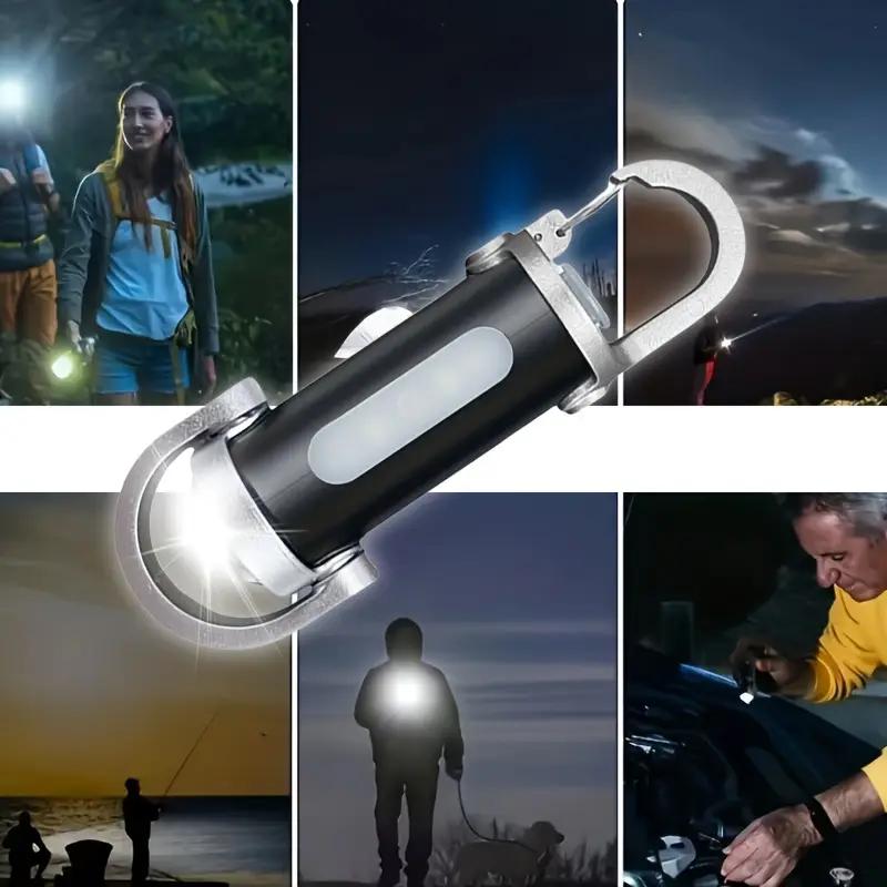 LED Flashlight Keychain Light, USB-C Rechargeable Torch with Hanging Hook, 200 Lumens Super Bright, Compact Emergency Lantern for Camping, Hiking, Home, Office, Power Outages - Long Runtime LED Flashlight, Hiking Essentials, Modern Lighting, Durable Build