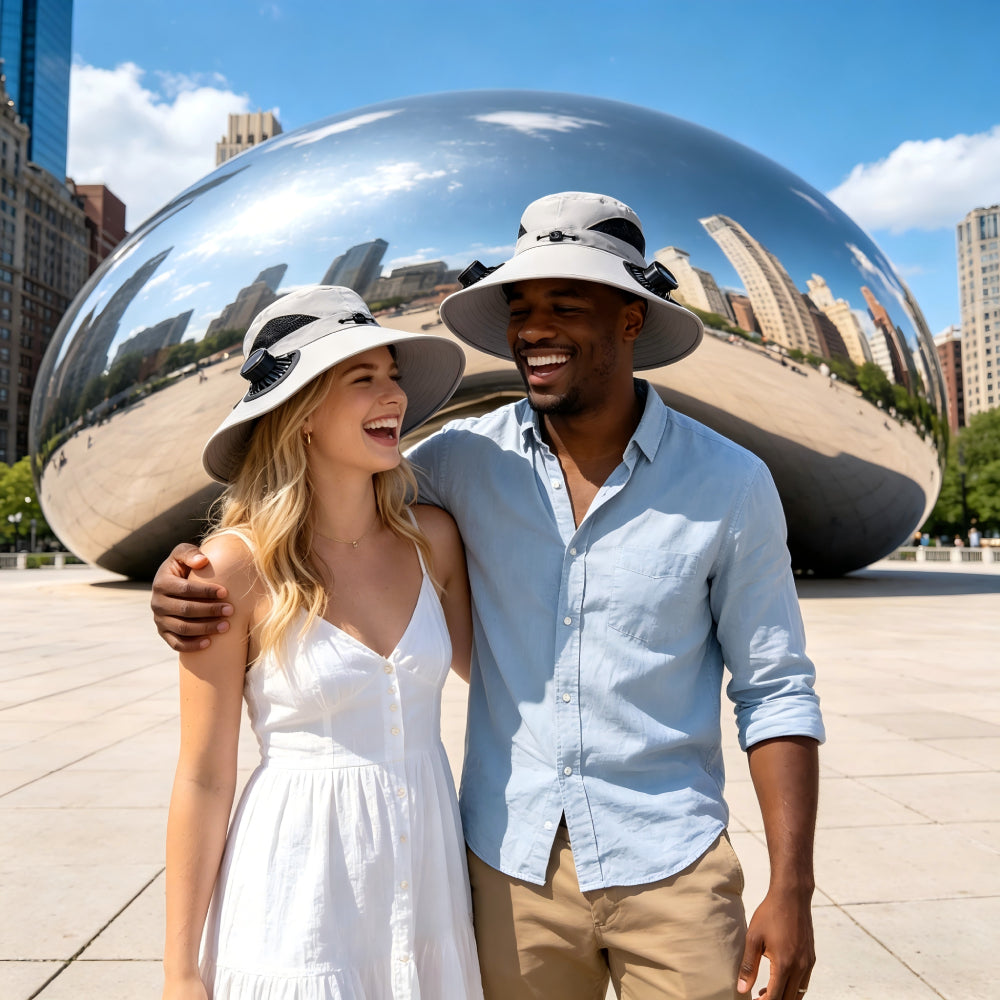 Wide-Brimmed Outdoor Sun Hat, Solar-Powered Fan Hat, Fishing Hat with Detachable USB-Rechargeable Fan