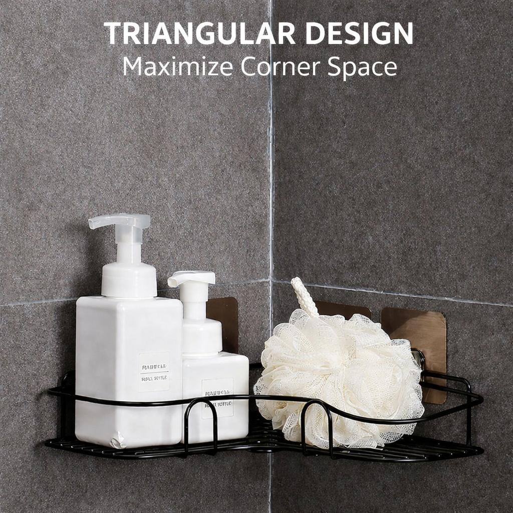 Stainless Steel Corner Bathroom Storage Rack No Punching Bathroom Storage Rack Toilet Bathroom Wall Triangle Rack