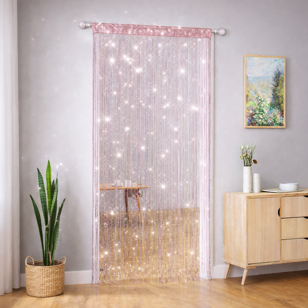 Door curtain, Sparkling Bead Curtain, Door Decoration, Sequined Bead Curtain, Open Wardrobe, Clothes Drying Curtain, Bohemian Syle Bead Curtain, Glittering Bead Curtain, Window Curtain, Girl's Room Decoration