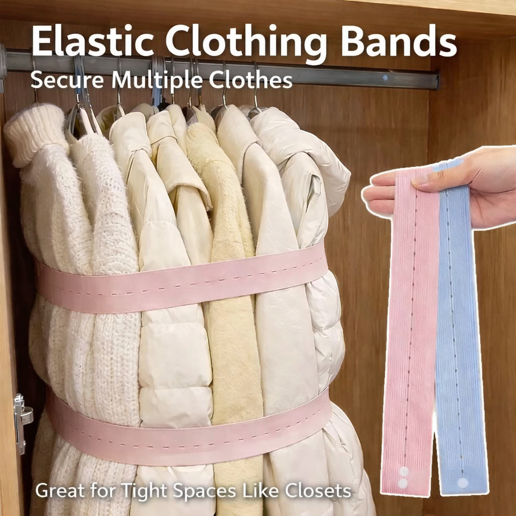 3 PCS of Elastic Clothing Organizer, Travel Luggage Space Saver, Adjustable Clothing Straps, With Buttons And Buckles, Drawer And Wardrobe Organizer, Random Colors