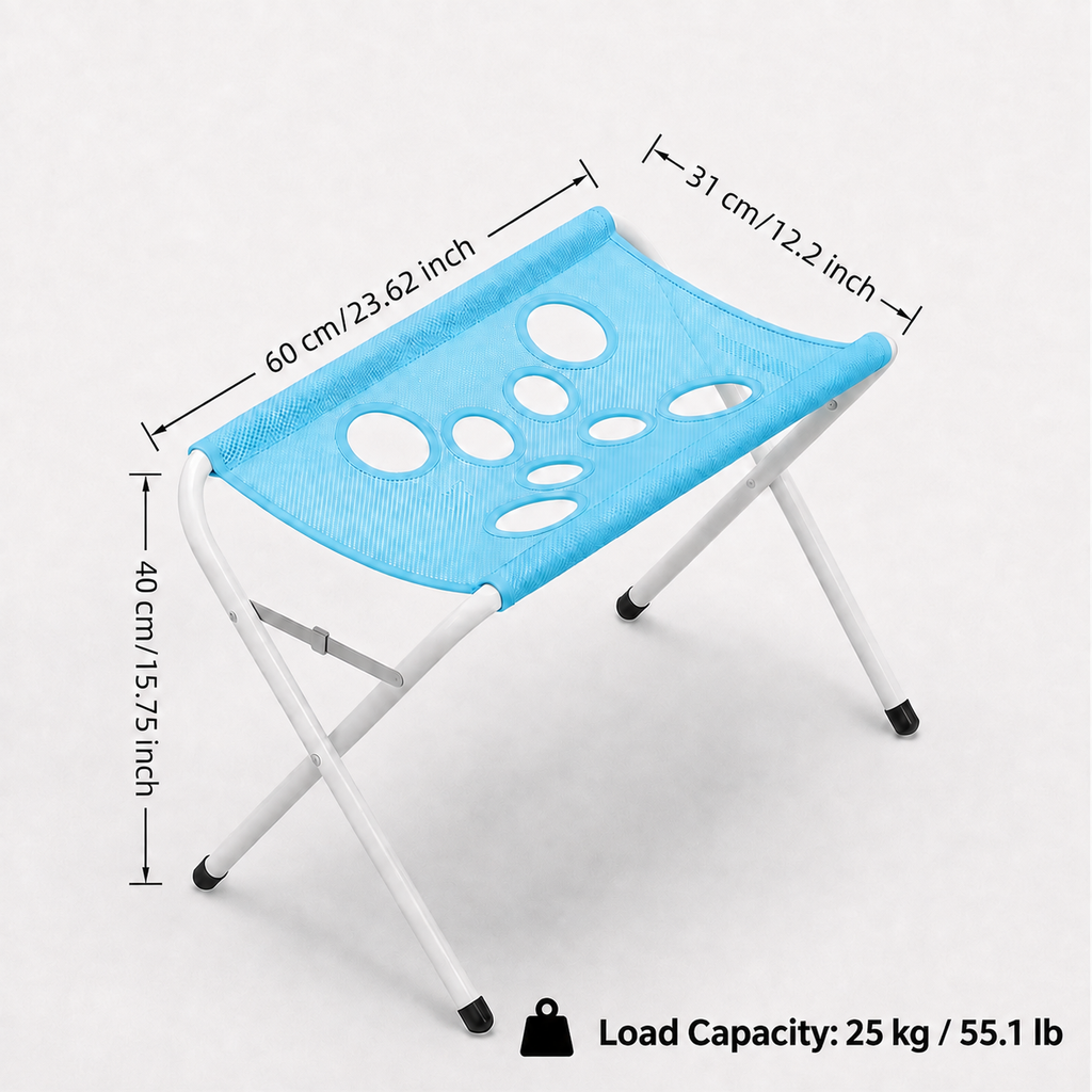 Pet Bath Stand - with Foldable Metal Tube Frame, Quick-Drying Mesh Bath Mat, Eight-Hole Design, Suitable for Dogs and Cats of Different Sizes for Home Bathing and Grooming (Blue)