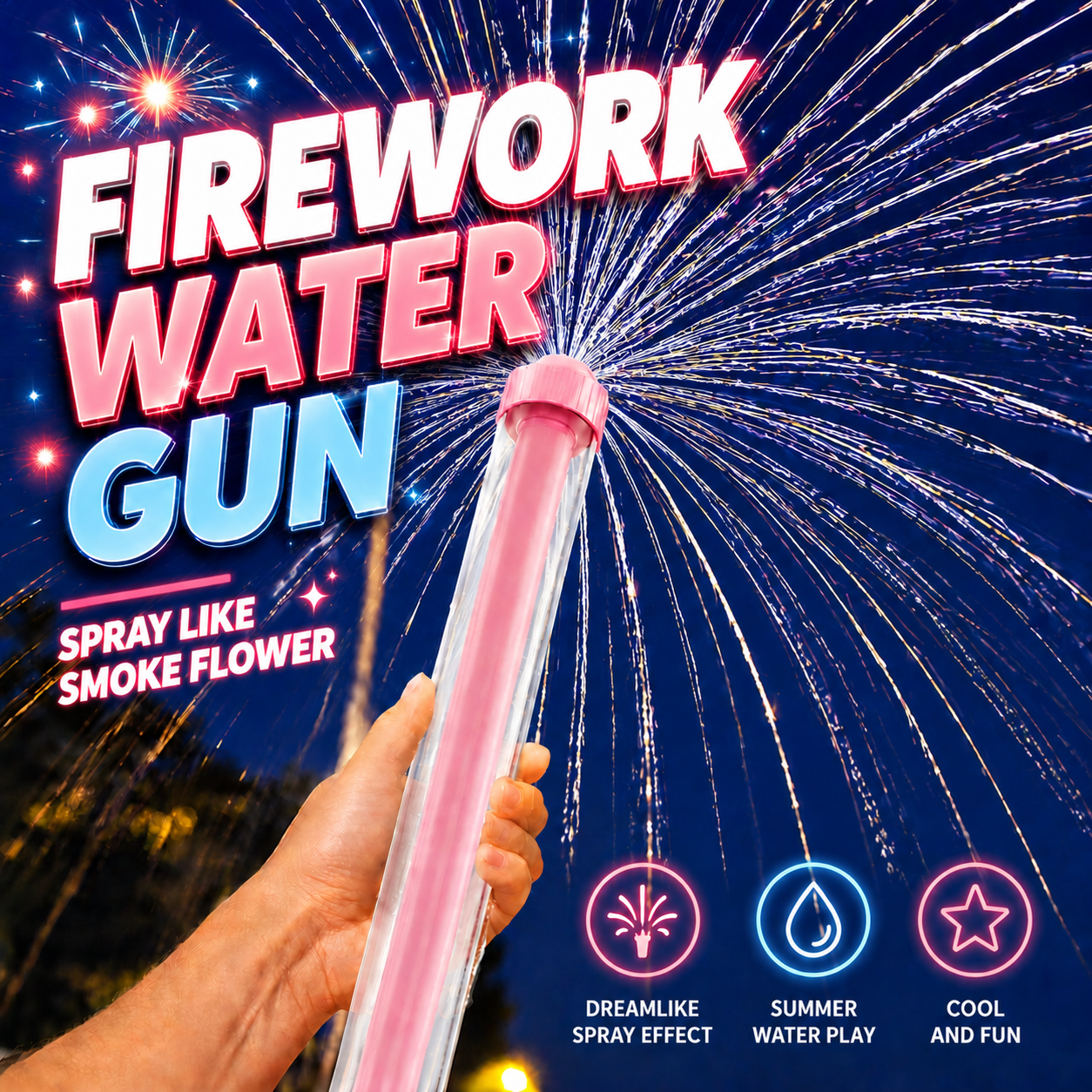 Pink Retractable Water Squirter — Summer Outdoor Pool & Beach Water Play Toy