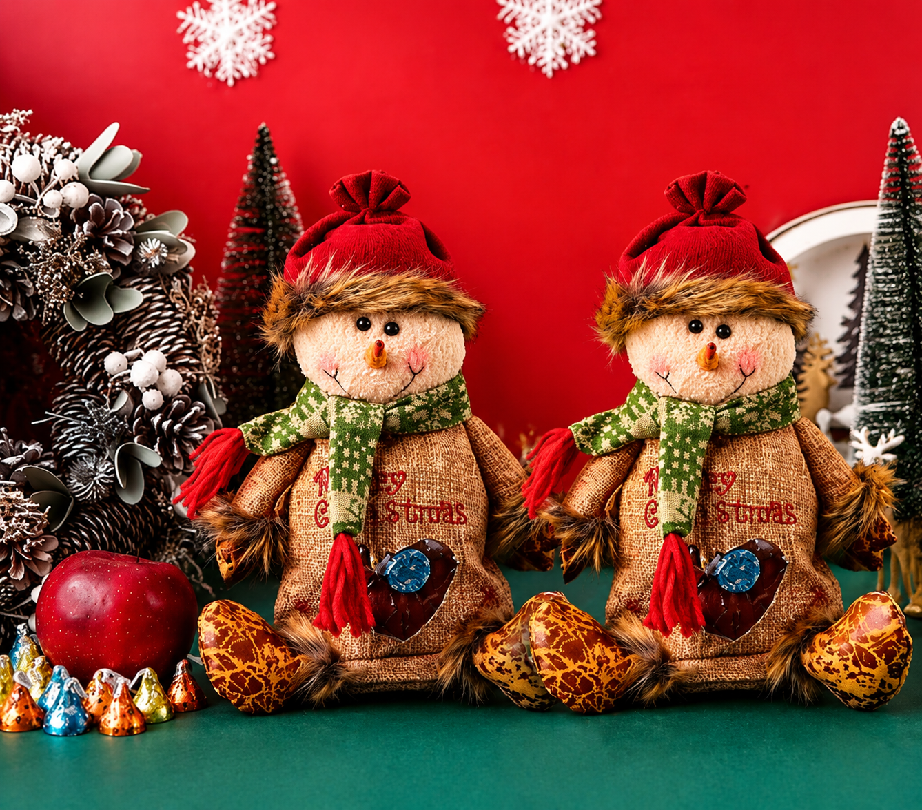 2026 New Christmas Gift Bags Zipper Design,Reusable Three-Dimensional Hollowed-Out Linen Fabric Christmas Gift bag，for Packaging Candies, Fruits and Small Toys