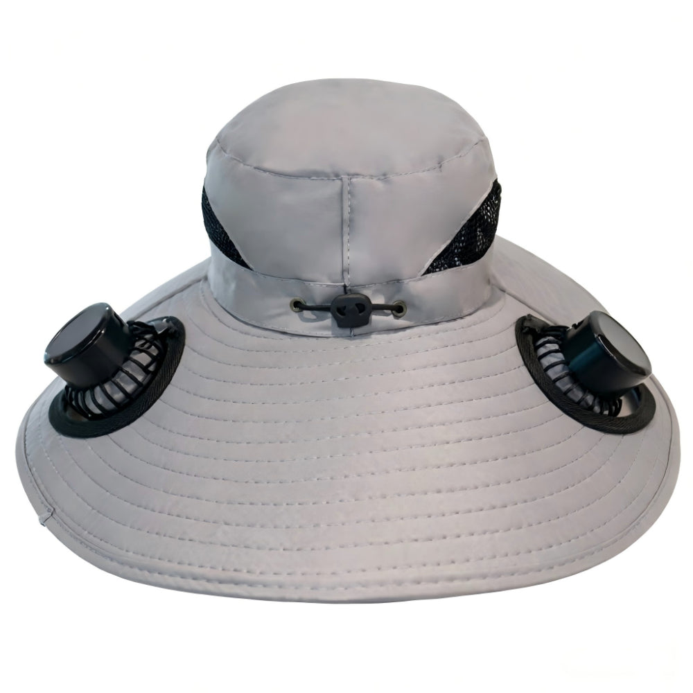 Wide-Brimmed Outdoor Sun Hat, Solar-Powered Fan Hat, Fishing Hat with Detachable USB-Rechargeable Fan